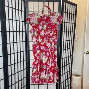 Floral Red Dress